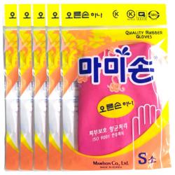 마미손 고무장갑 오른손하나, 핑크, 5개