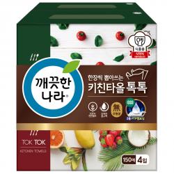 깨끗한나라 톡톡 천연펄프 키친타올 150매 4개입 1팩