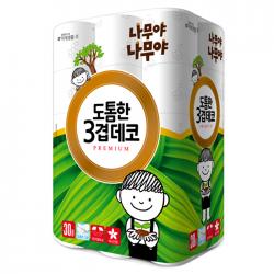 나무야나무야 도톰한 3겹 데코 롤화장지 30m 30롤 1개