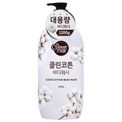 샤워메이트 클린코튼 바디워시 목화솜향 1200g 1개