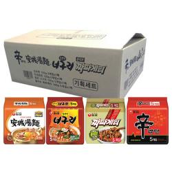 농심 신라면 120g X 5p + 안성탕면 125g X 5p + 얼큰 너구리 120g X 5p + 짜파게티 140g X 5p 1세트