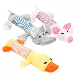 딩동펫 반려견 장난감 봉제인형 코끼리 24 X 10 Cm + 돼지 24 X 10 Cm + 오리 24 X 10 Cm 혼합 색상 1세트