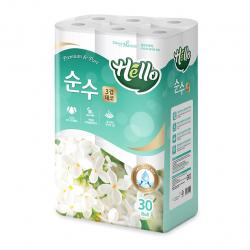헬로 순수 천연펄프 3겹 데코 롤화장지 30 M 30롤 1팩