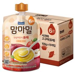 맘마밀 안심 이유식 퓨레 6개월부터 사과 + 고구마 혼합맛 10개입