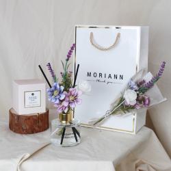 모리앤 스페셜 골드라벨 디퓨저 120 Ml + 블랙 섬유리드 3p + 리드꽃다발 + 쇼핑백 라벤더