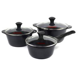 키친아트 세라믹 냄비 3종세트 검정 18cm 편수냄비 + 20cm 양수냄비 + 24cm양수냄비