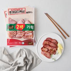 노랑오리 훈제돼지목심 바베큐 슬라이스 400g 2개
