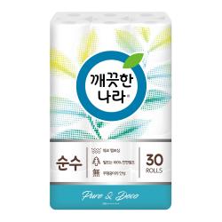 깨끗한나라 순수 2겹 천연펄프 롤화장지 40m 30롤 1팩