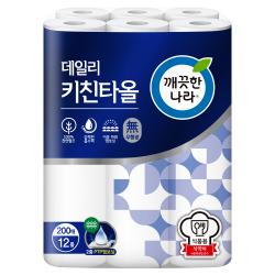 깨끗한나라 데일리 천연펄프 키친타올 200매 12개입 1개