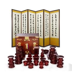 춘향골 남원목기 오리목 제기 37p + 제기함 (+퇴주그릇) 추사 산수화 6폭병풍, 1box, 접시18,나물접시3,술잔3,잔대3,탕기3,식혜그릇1,향로1,촛대2,어틀1,편틀1,지방틀1,왕관함1,6폭병풍,퇴주그릇