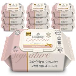 코멧 저자극 시그니처 아기 물티슈 엠보싱 캡형 100매 10팩