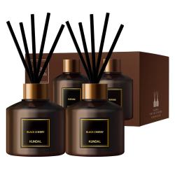 쿤달 퍼퓸 디퓨저 200ml 2개 + 섬유스틱 10개 세트 블랙체리향