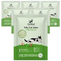 쿠팡 브랜드 꼬리별 프리미엄 고양이 두부모래 녹차 6개 녹차향