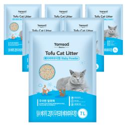 탐사 두부 고양이 모래 베이비파우더향 7l 6개입