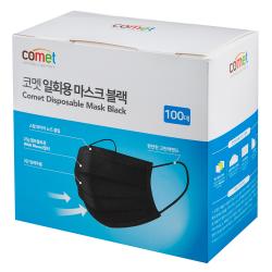 코멧 일회용 마스크 100개입 1개 블랙