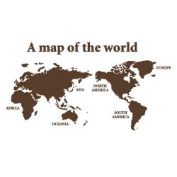 디자인엠 그래픽 스티커 세계지도 초코브라운