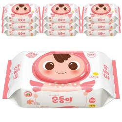 순둥이 베이직 무향 엠보싱 플러스 유아물티슈 캡형 100매입 10개