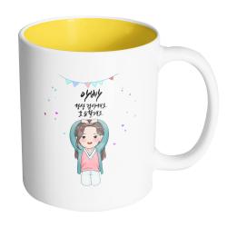 핸드팩토리 큰손하트예쁜딸 아빠 항상 감사해요 효도할게요 머그컵, 내부 옐로우, 1개