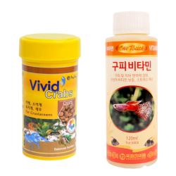 세화사료 비비드 크랩스 갑각류 사료 중 + 원터치 구피 비타민 120ml, 1세트