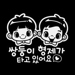 제제데코 차량용 스티커 쌍둥이 형제가 타고 있어요 반사 혼합 색상 1개