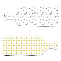 로엠디자인 서빙 도마 보드 2p 원형 패턴 파스텔 옐로우 보드 세트 원형 패턴 파스텔 옐로우 적자색 장미 화이트 1세트