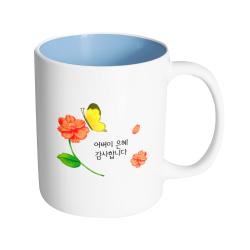 핸드팩토리 나비플라워 어버이 은혜 감사합니다 머그컵 330ml, 내부 파스텔 블루, 1개