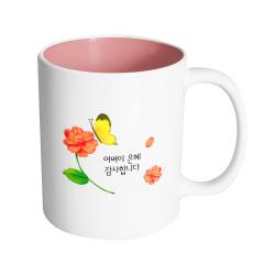 핸드팩토리 나비플라워 어버이 은혜 감사합니다 머그컵 330ml, 내부 파스텔 핑크, 1개