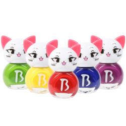 바블리 키즈네일 냥이 어린이매니큐어 레인보우 세트 5p 빨강 + 노랑 + 초록 + 파랑 + 보라 1세트