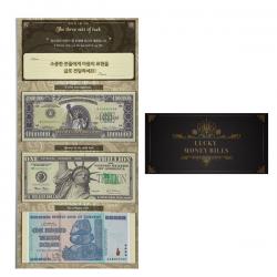 럭키심볼 행운의 지폐 백만달러 + 1조달러 + 100조달러 가폐 3종 세트 혼합 색상 3세트
