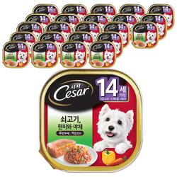 시저 반려견 주식캔 시니어 14세 이상 쇠고기 현미와야채 100g 24개입