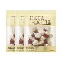 더주스 Think Your Dog Teeth 딩고 소가죽 강아지 껌 소 15p 오리우유껌 3개입