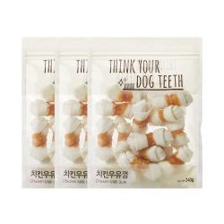 더주스 Think Your Dog Teeth 딩고 소가죽 강아지 껌 소 15p 치킨우유껌 3개입