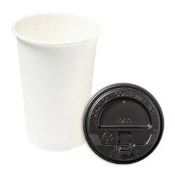 오리진티앤디 무지 종이컵 380ml + 개폐 블랙뚜껑 세트, 1개입, 200세트