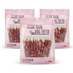 Think Your Dog Teeth 소가죽우유 스틱껌 소고기맛 3개