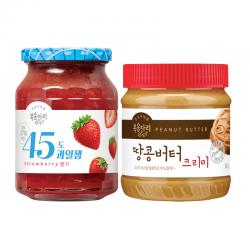 복음자리 45도과일잼 딸기 350g + 땅콩버터 크리미 340g, 1세트