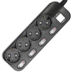 이놀 블랙 개별통합형 코드 비교환 멀티콘센트 4구 HT903, 1m, 1개