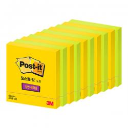 쓰리엠 베이직 포스트잇 스몰 강학 점착용 형광그린 5p + 형광옐로우 5p 혼합 색상 1세트