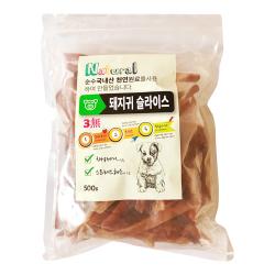 로하스 천연수제 강아지 간식 500g 돼지귀슬라이스 1개