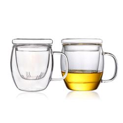 인블룸 T 내열유리 차 거름망 머그컵 + 뚜껑 500ml 2세트