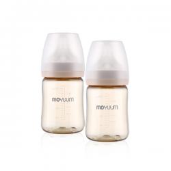 모윰 PPSU 올인원 젖병 170ml 2p + 리얼핏 젖꼭지 1단계 2p 세트, 베이지