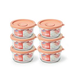 글라스락 렌지쿡 촉촉한 햇밥용기 원형 350ml 무드브릭 6개