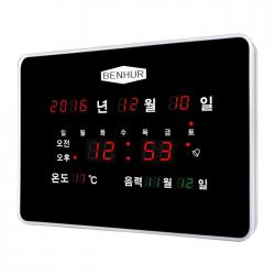 BENHUR 스마트 LED 디지털 벽시계 SB-204, 단일색상