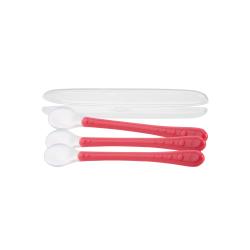 누비 실리콘 롱핸들 스푼 3p + 케이스 핑크 1세트