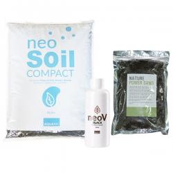 네오 컴팩트 수족관 소일 3mm 8l + V 블랙 수질 안정제 150ml + 네이쳐 파워샌드 1kg 세트 1세트