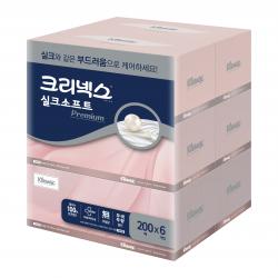 크리넥스 실크소프트 프리미엄 미용티슈 2겹 200개입 6개