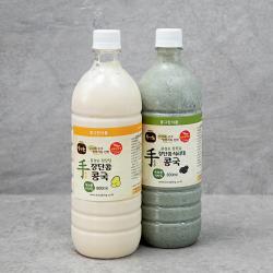 윤성순 껍질째 손수 갈아만든 아주진한 장단콩 콩국 800ml + 서리태콩국 830ml 세트 1세트