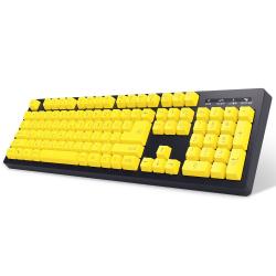 마이크로닉스 큰글씨 한글 유선키보드 + 키스킨 세트, CPK-1, 옐로우