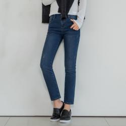 진마니아 여성용 본딩 기모 스크래치 허리 밴드 일자 청바지 Cc2w65