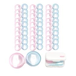 렌즈소녀 캔디 렌즈케이스 50p + 솜사탕 여행용 렌즈케이스 세트 핑크 + 블루 1세트