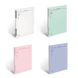 뮤니드 5mm 그리드 스프링 노트 4종 세트 화이트 파스텔핑크 올리브그린 인디블루 1세트